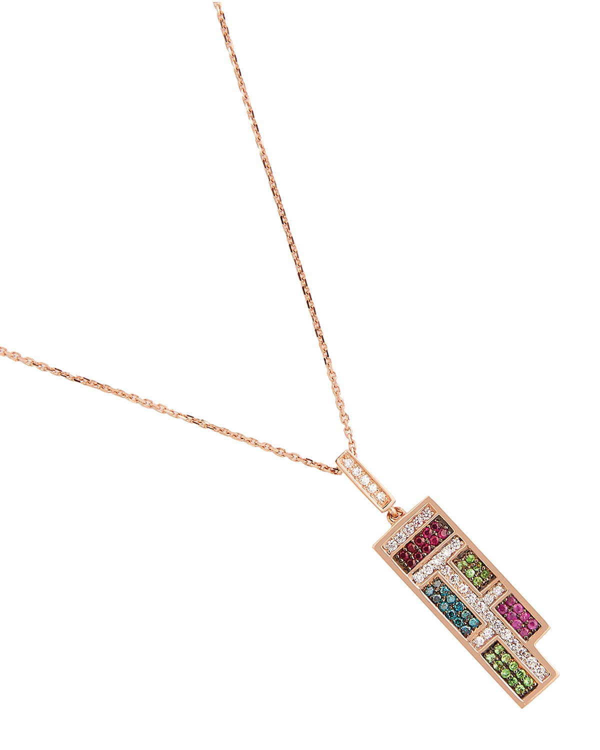 BeeGoddess Mondrian Diamond and Ruby Pendant Necklace