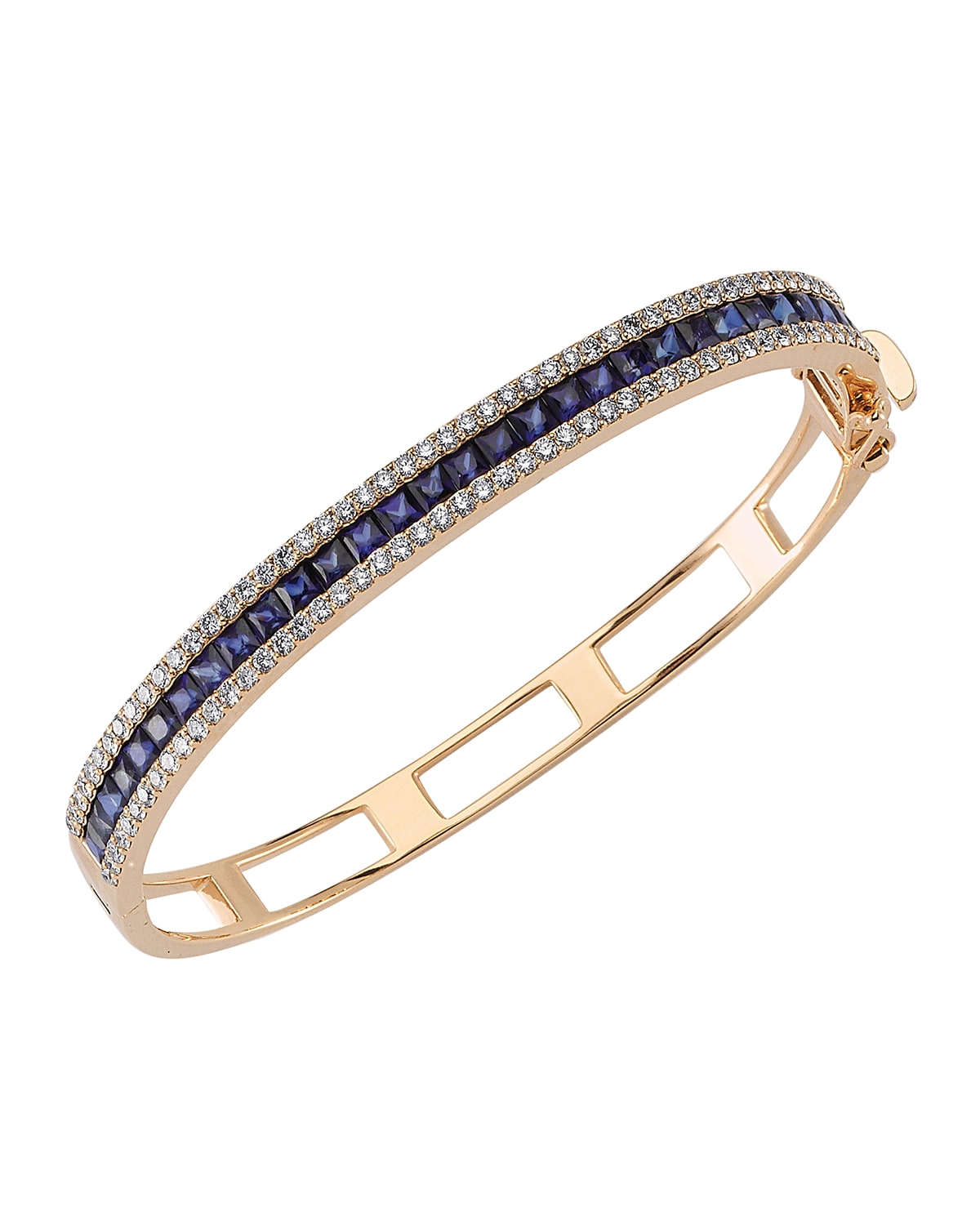 BeeGoddess Mondrian 14k Blue Sapphire and Diamond Hinge Bracelet
