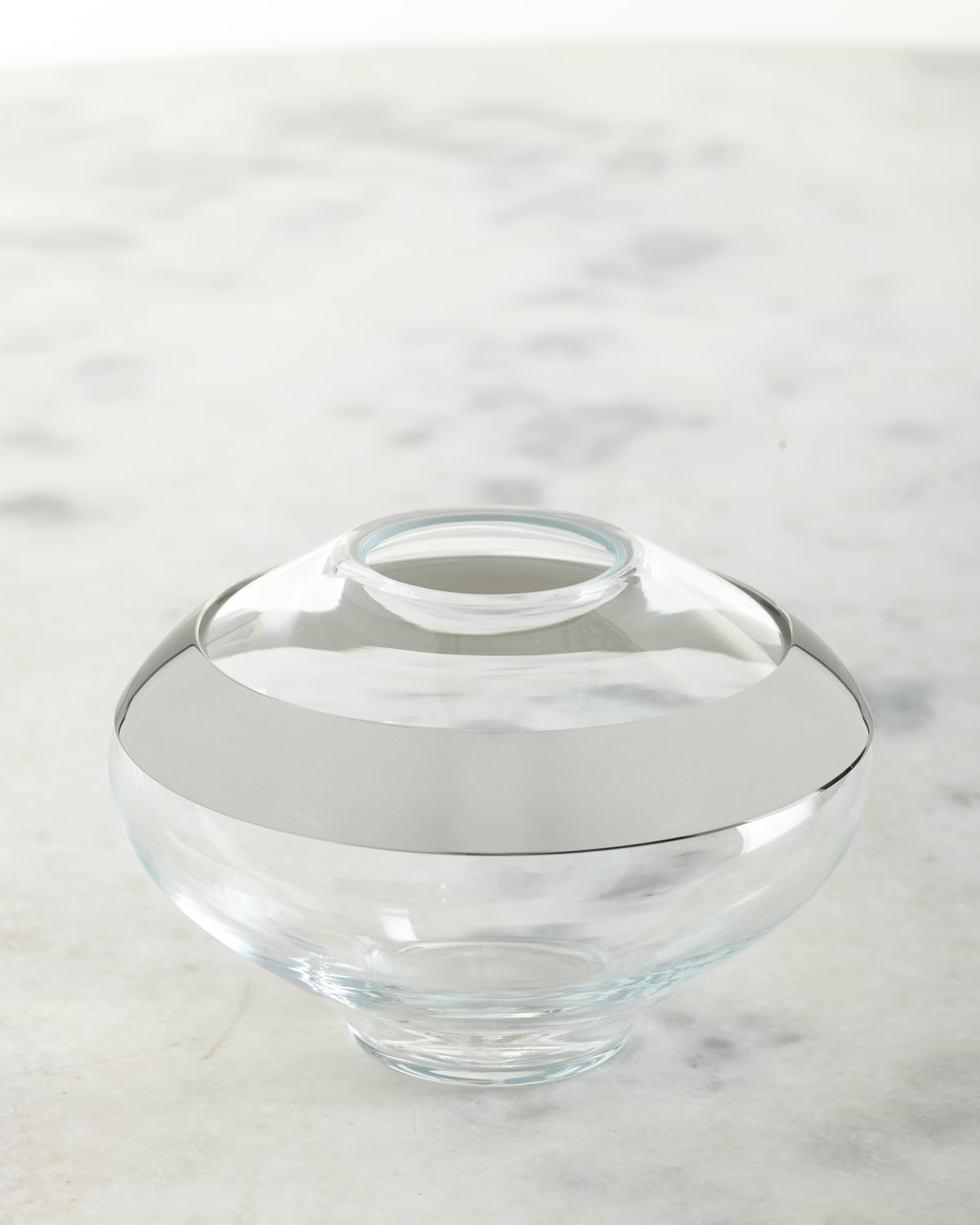 Shop Georg Jensen Duo Round Glass Vase - Small In Silver