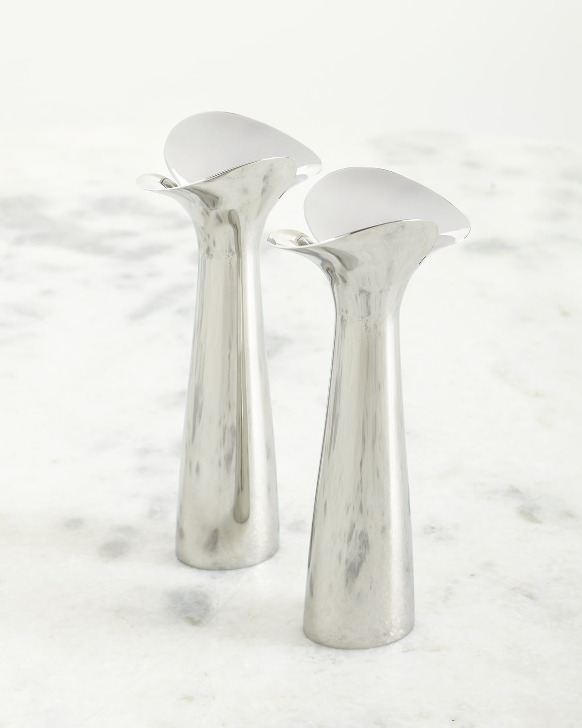 Georg Jensen Bloom Botanica 2-piece Stainless Steel Candleholder Set In Silver