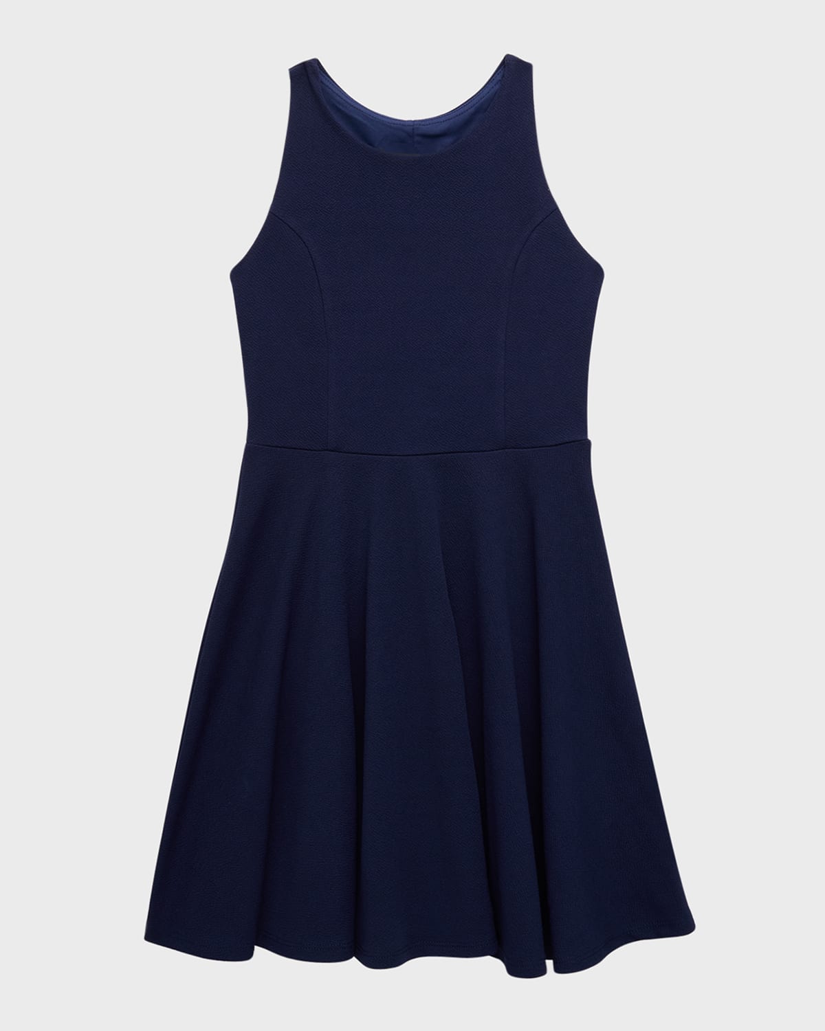 Shop Un Deux Trois Girl's Textured Racerback Dress In Navy
