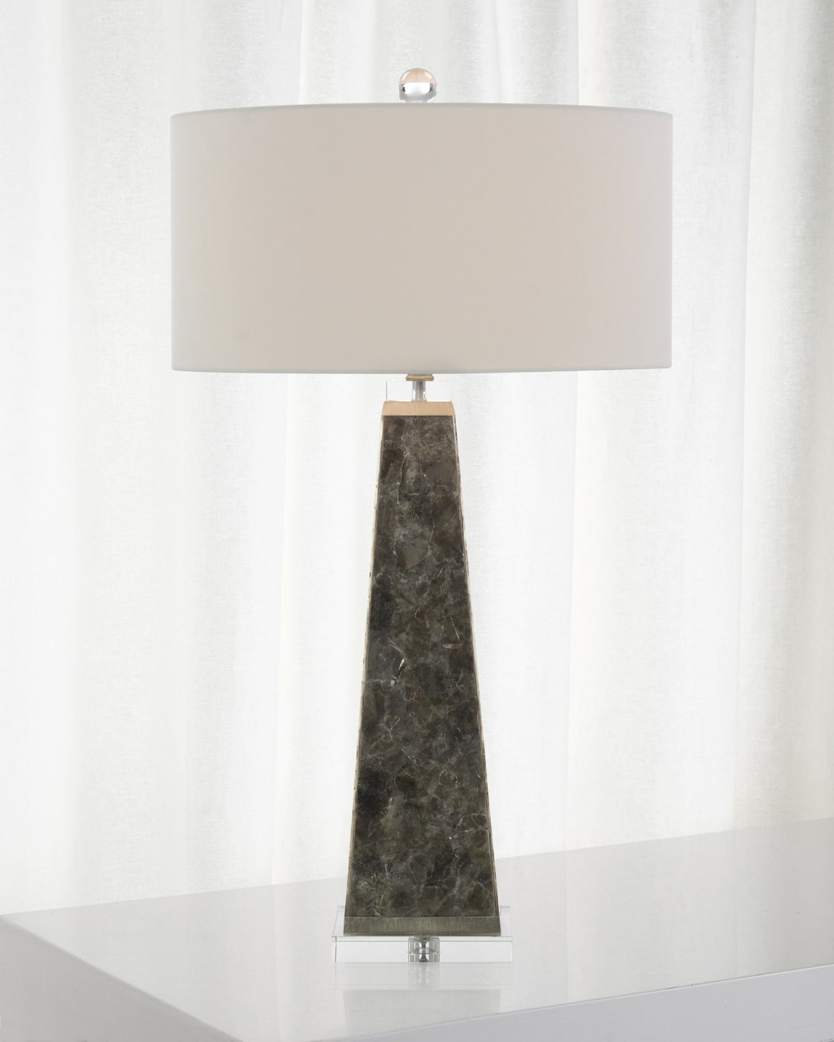 Shop John-richard Collection Light Mica Lamp In Charcoal