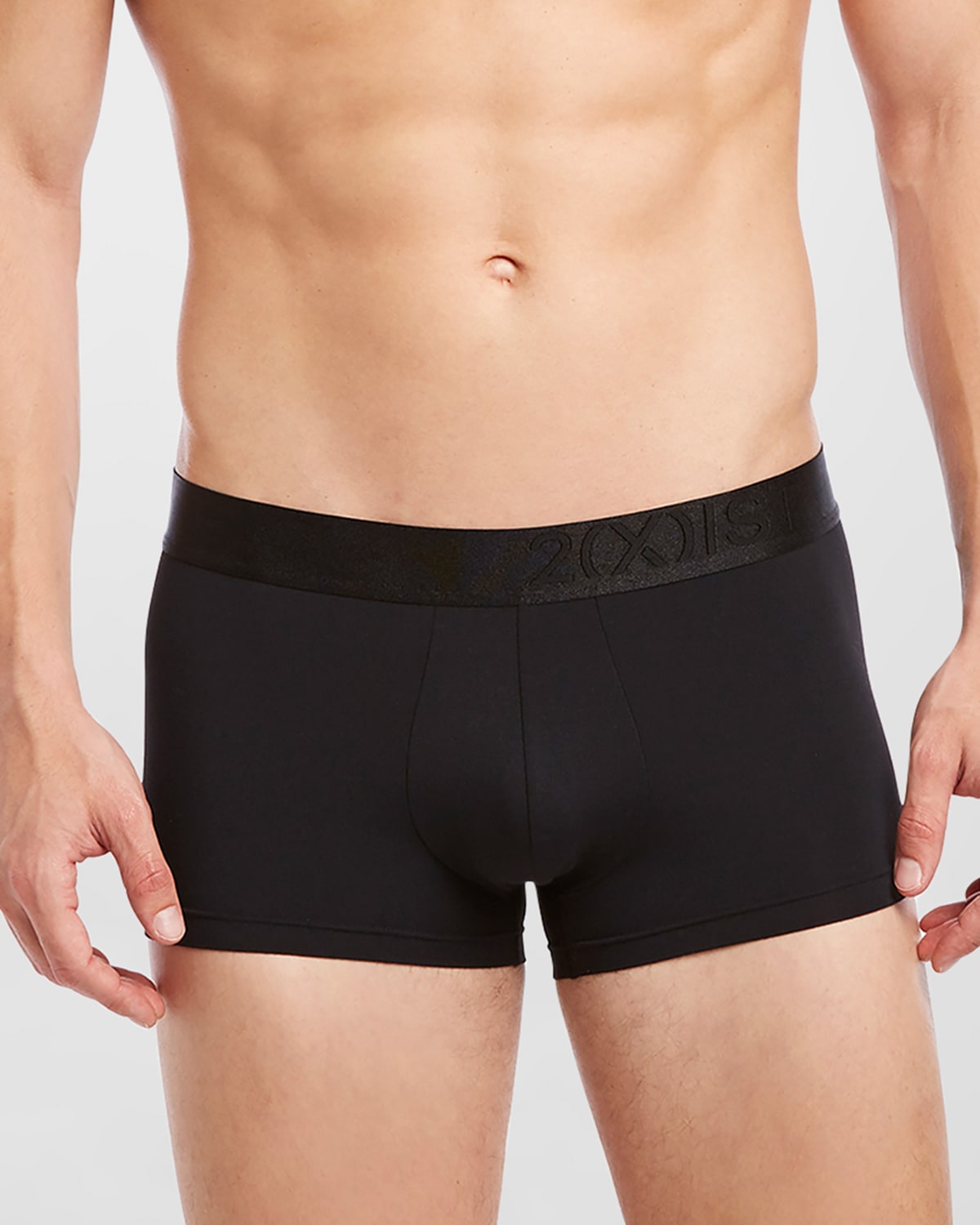 2(x)ist Men's Solid No-show Boxer Trunks In Black