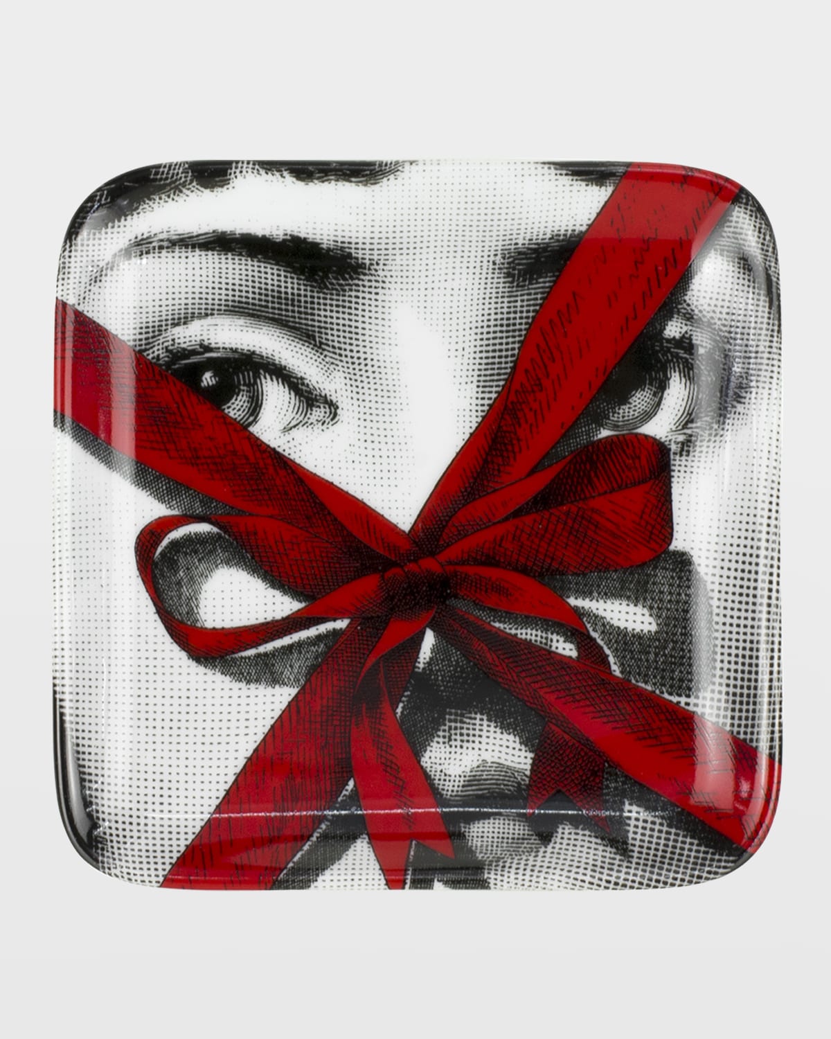 Fornasetti Square Ashtray Red Bow Gift In Blackred