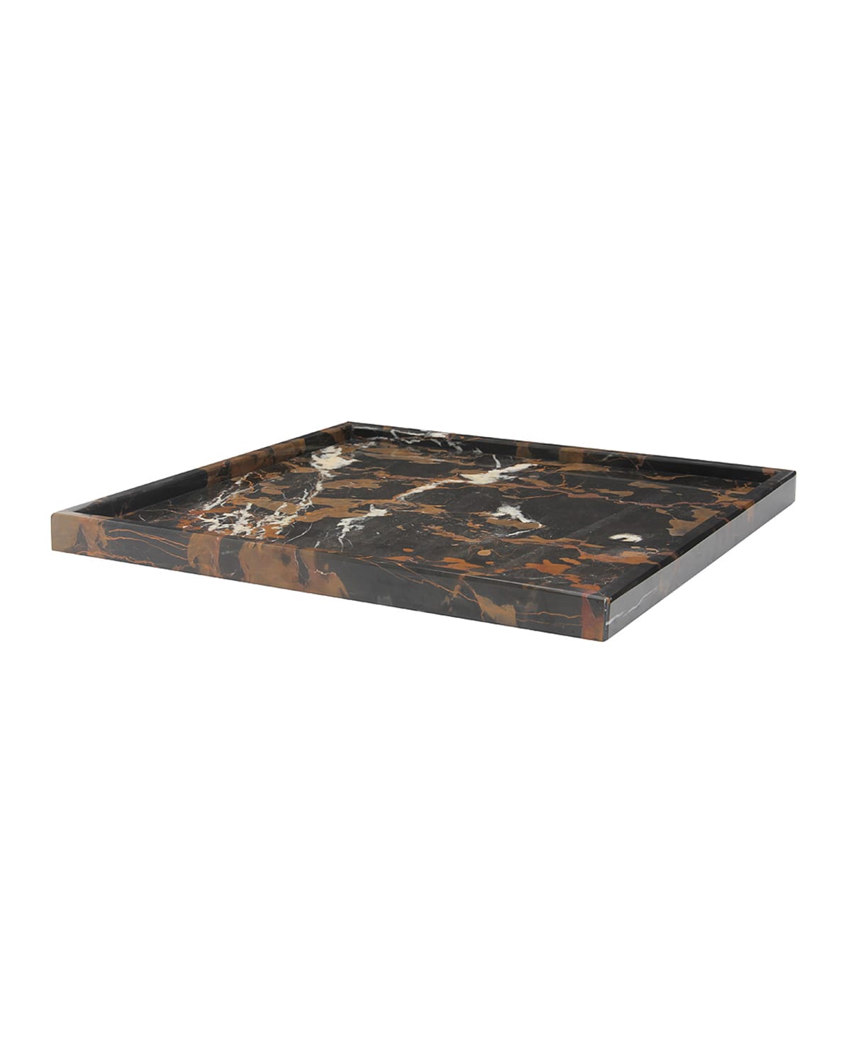 Shop Marble Crafter Ambrosia Collection 12" Honed Finish Marble Tray In Black And Gold