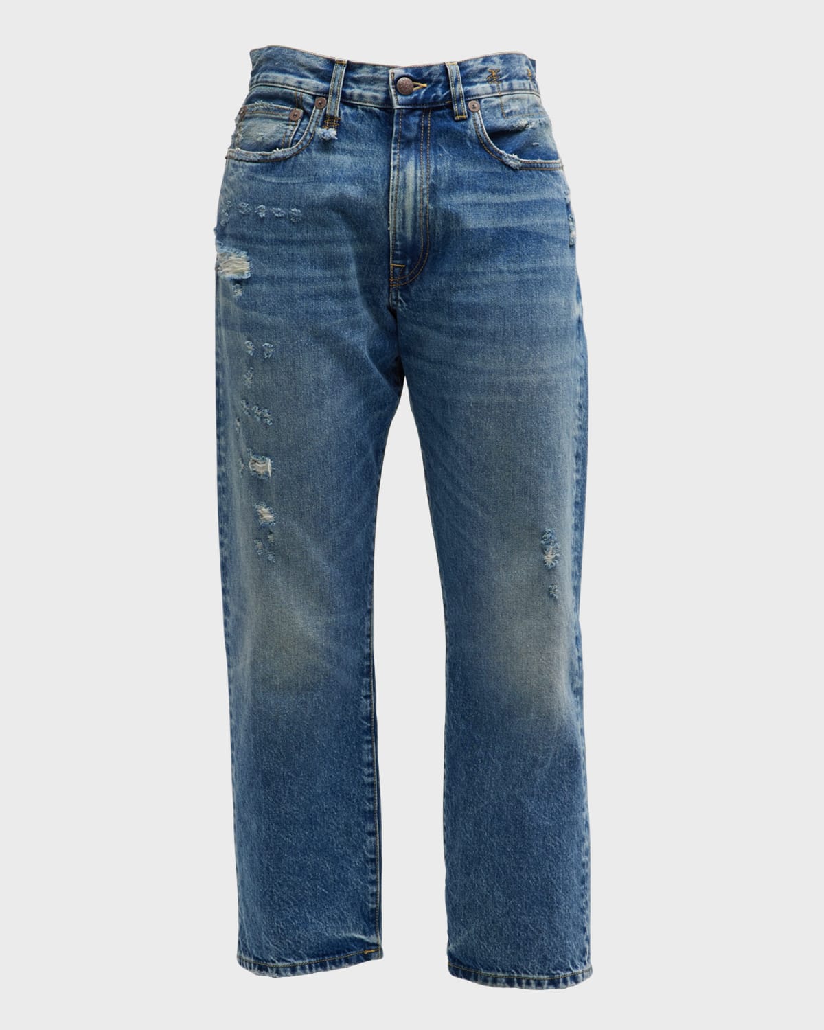 R13 Distressed Boyfriend Jeans In Blue