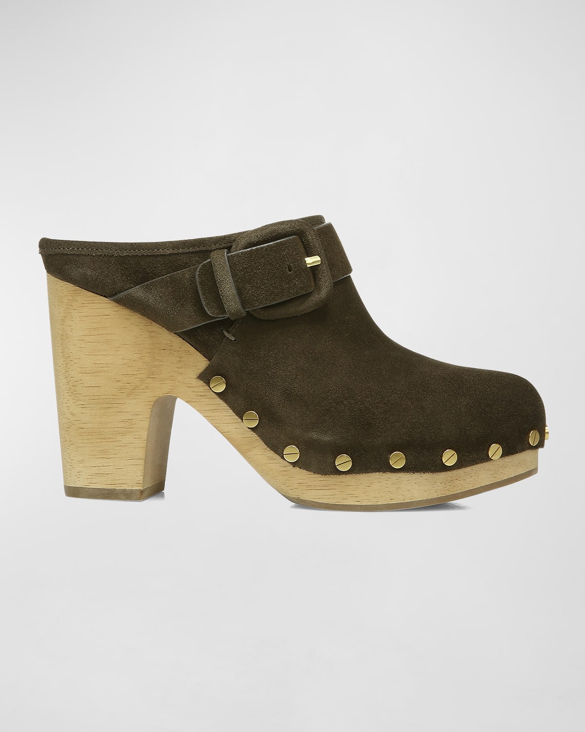 Dacey Buckle Suede Clogs