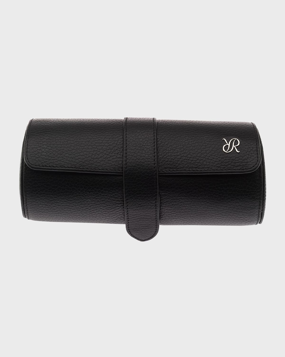 Rapport Berkely Leather 3-watch Roll In Black