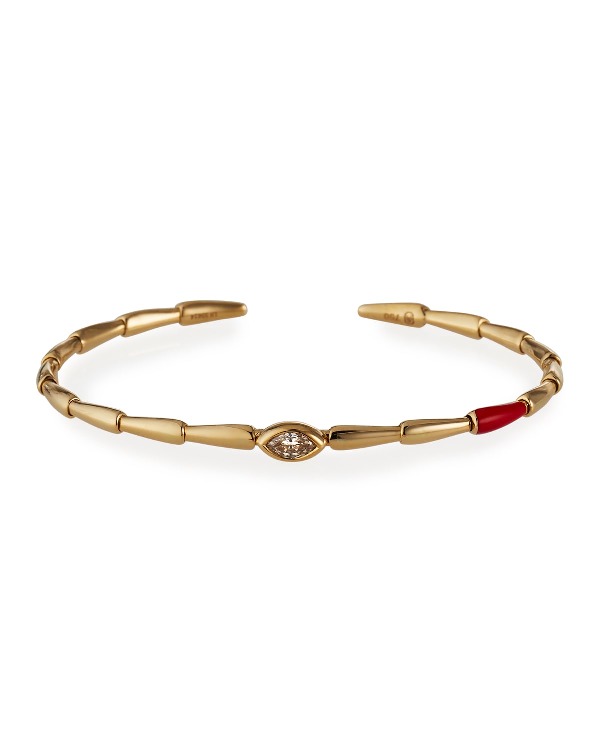 Etho Maria 18k Yellow Gold Red Ceramic and Brown Diamond Bracelet