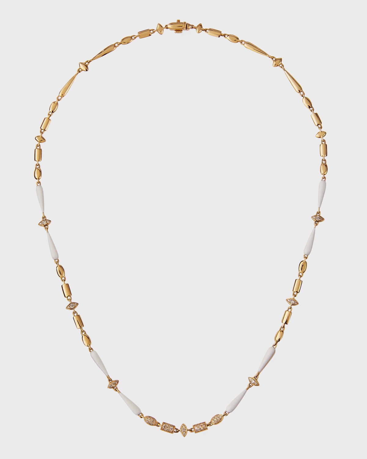 Etho Maria 18k Yellow Gold White Ceramic and Brown Diamond Necklace