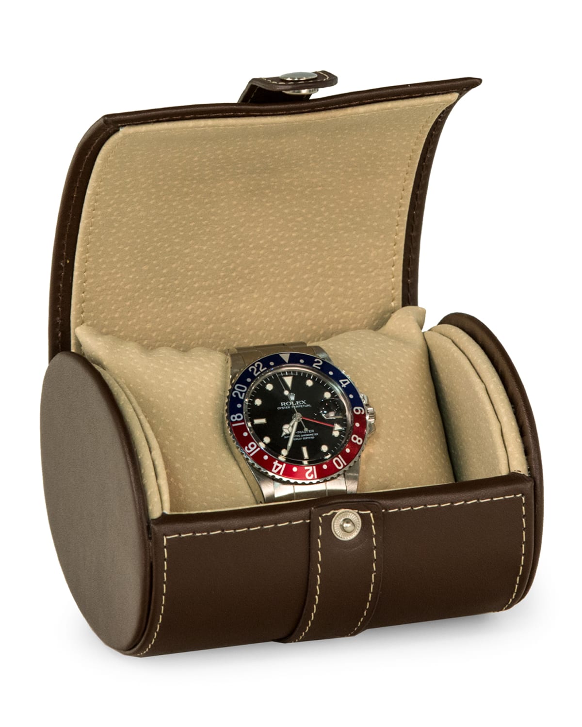 Shop Bey-berk Men's Leather Single-watch Travel Case In Brown