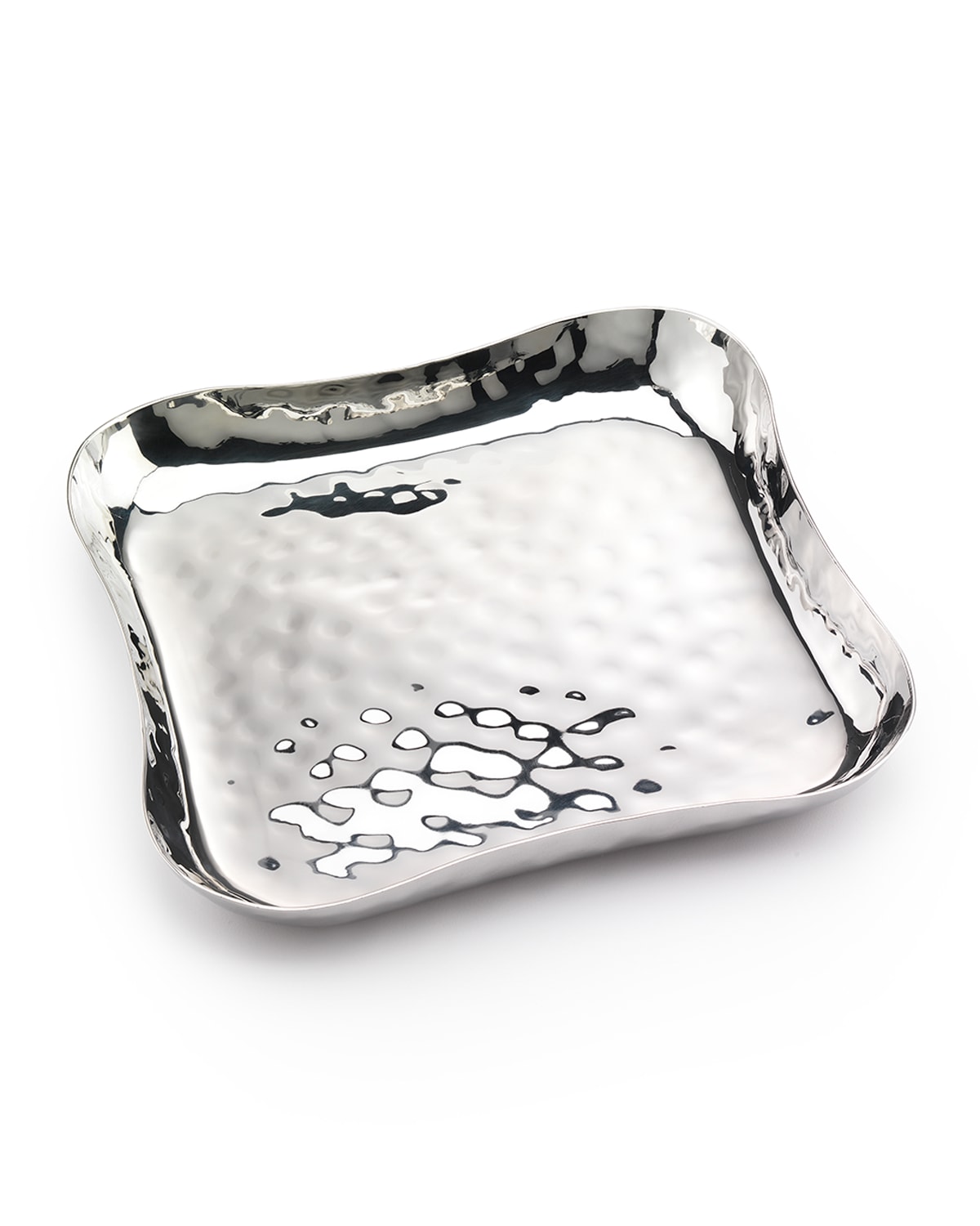 Shop Mary Jurek Blossom Free Form Square Tray In Stainless Steel