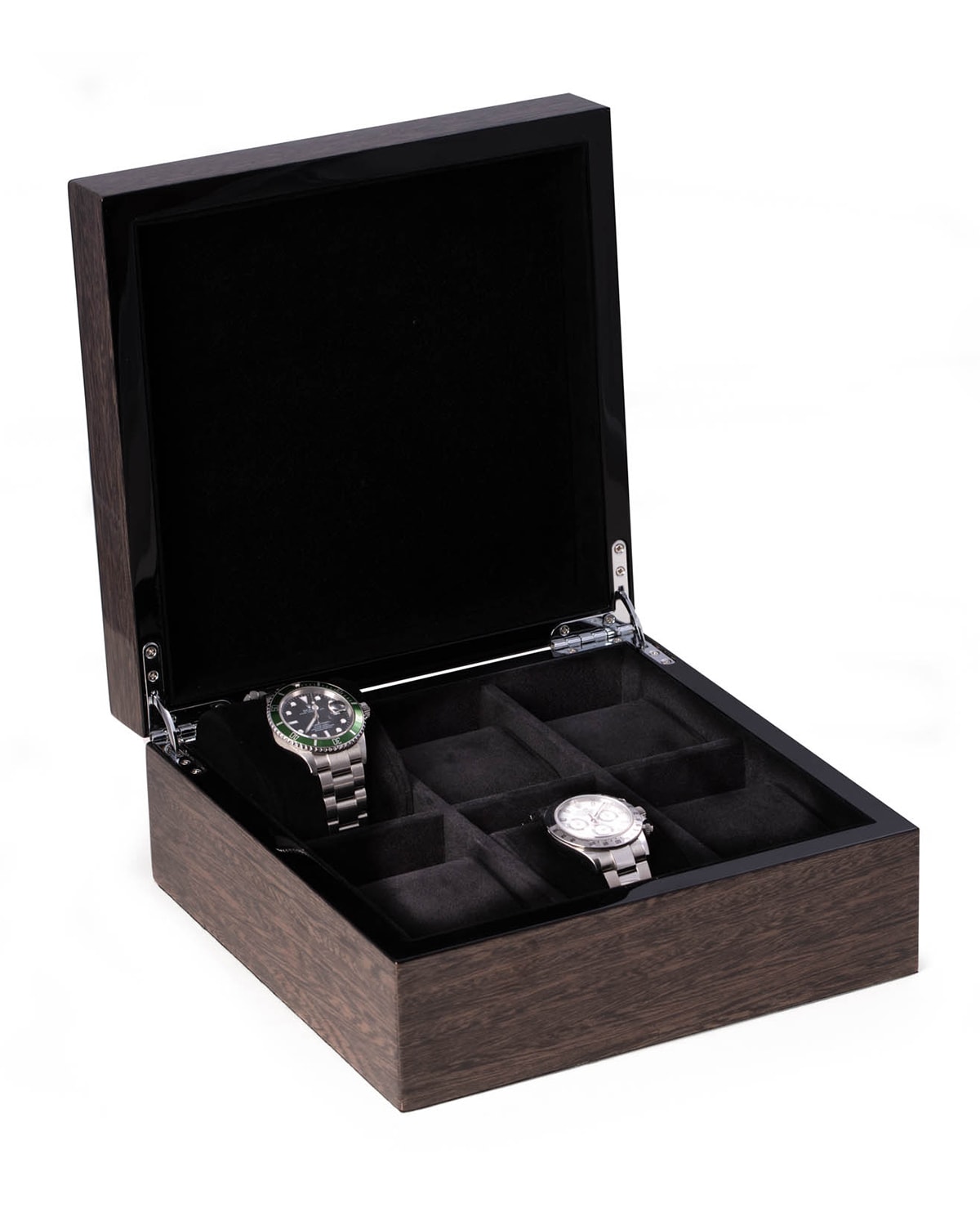 Shop Bey-berk Men's High Lacquered Italian Veneer 6-watch Storage Box In Gray