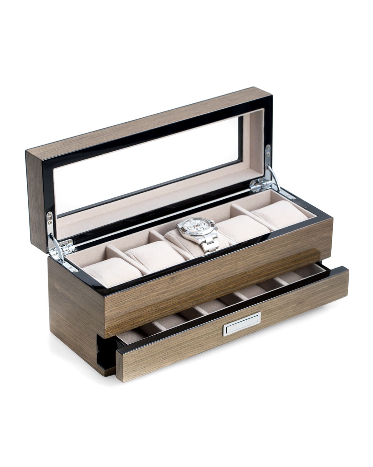 Men's 5-Watch Lacquered Wood Storage Box