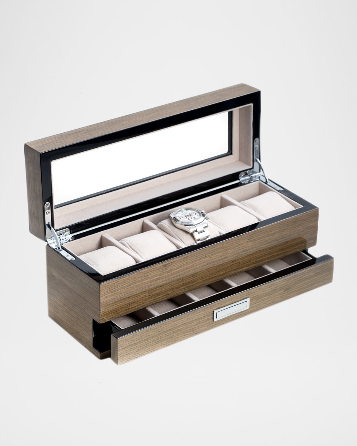 Bey-berk Men's 5-watch Lacquered Wood Storage Box In Grey