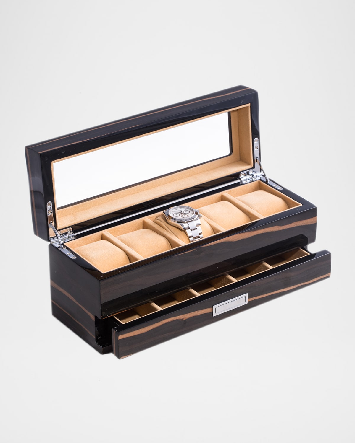 Bey-berk Men's 5-watch Lacquered Wood Storage Box In Brown