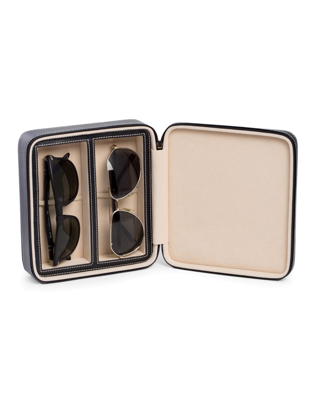 Shop Bey-berk Men's 2-watch/sunglass Leather Travel Case In Black