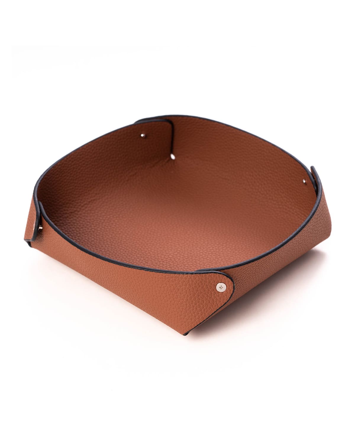 Shop Bey-berk Men's Round Leather Valet Tray In Brown