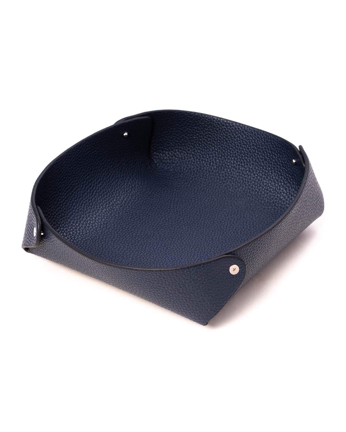 Shop Bey-berk Men's Round Leather Valet Tray In Blue