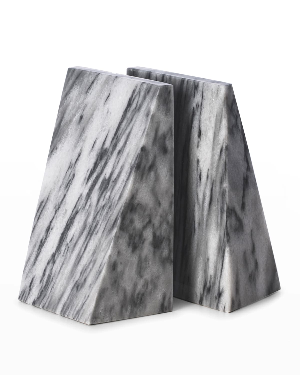 Bey-berk Men's Solid Marble Wedge Bookends In Grey