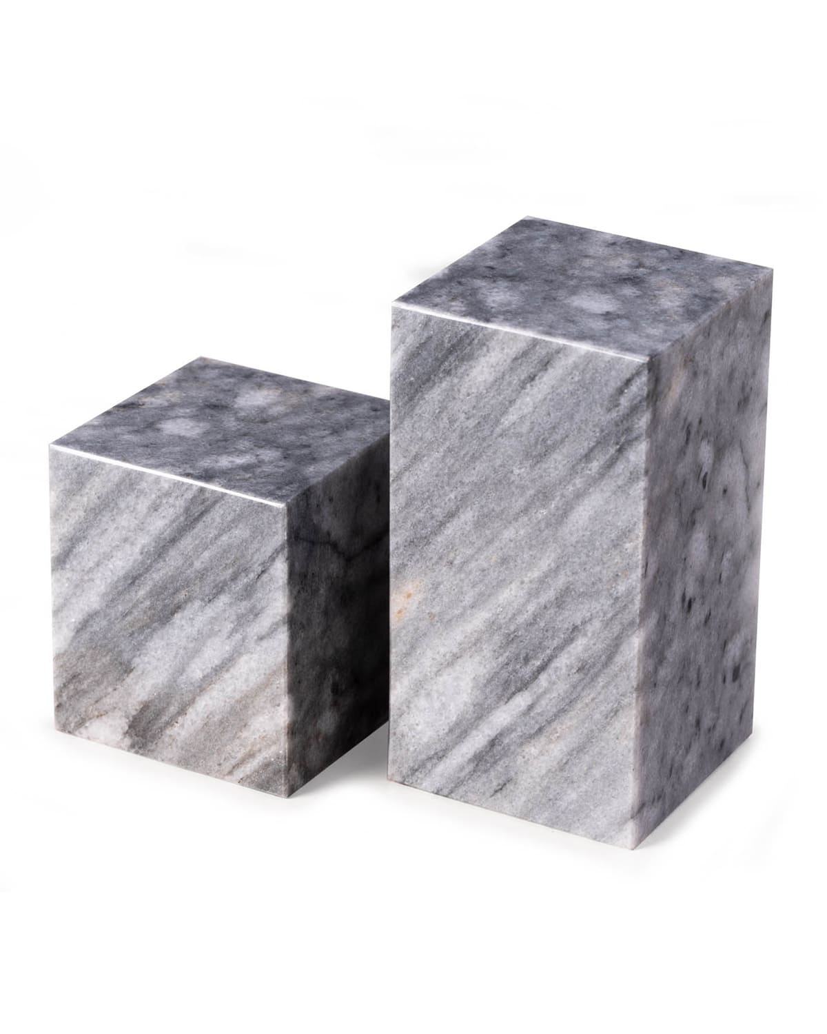 Shop Bey-berk Men's Marble Cube Design Bookends In Grey