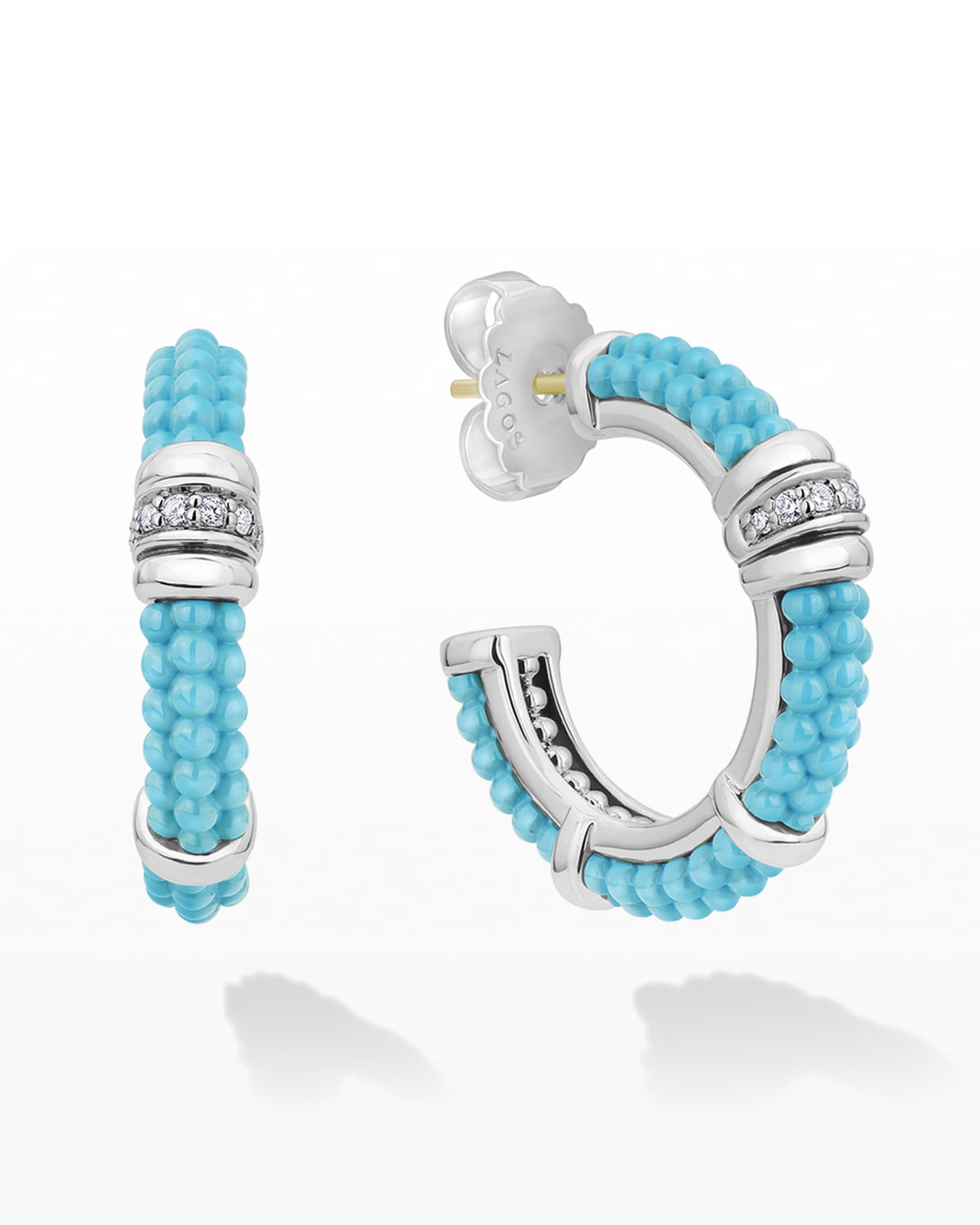 Lagos Blue Caviar Diamond Hoop Earrings