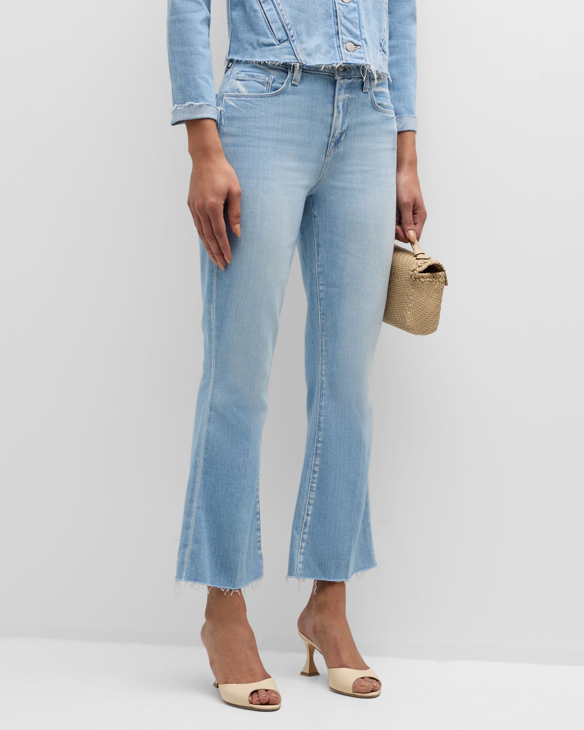 Kendra High-Rise Crop Flare Jeans with Raw Hem