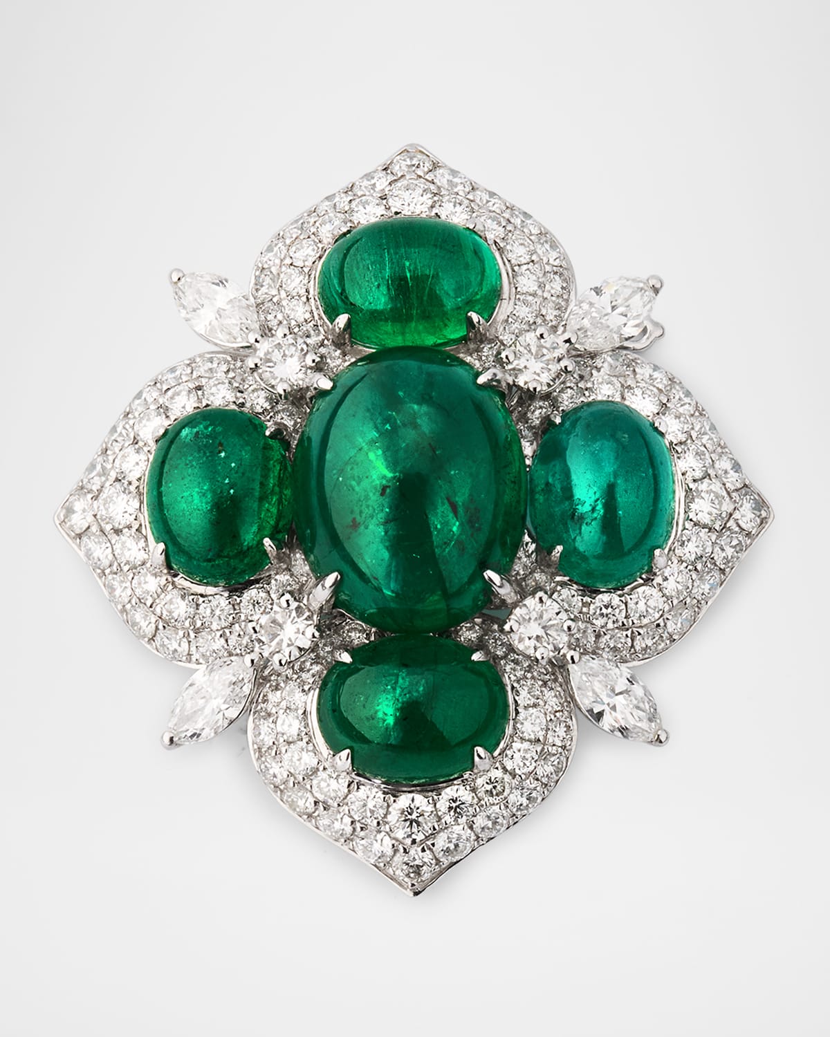 Piranesi 18K White Gold Emerald and Diamond Pendant