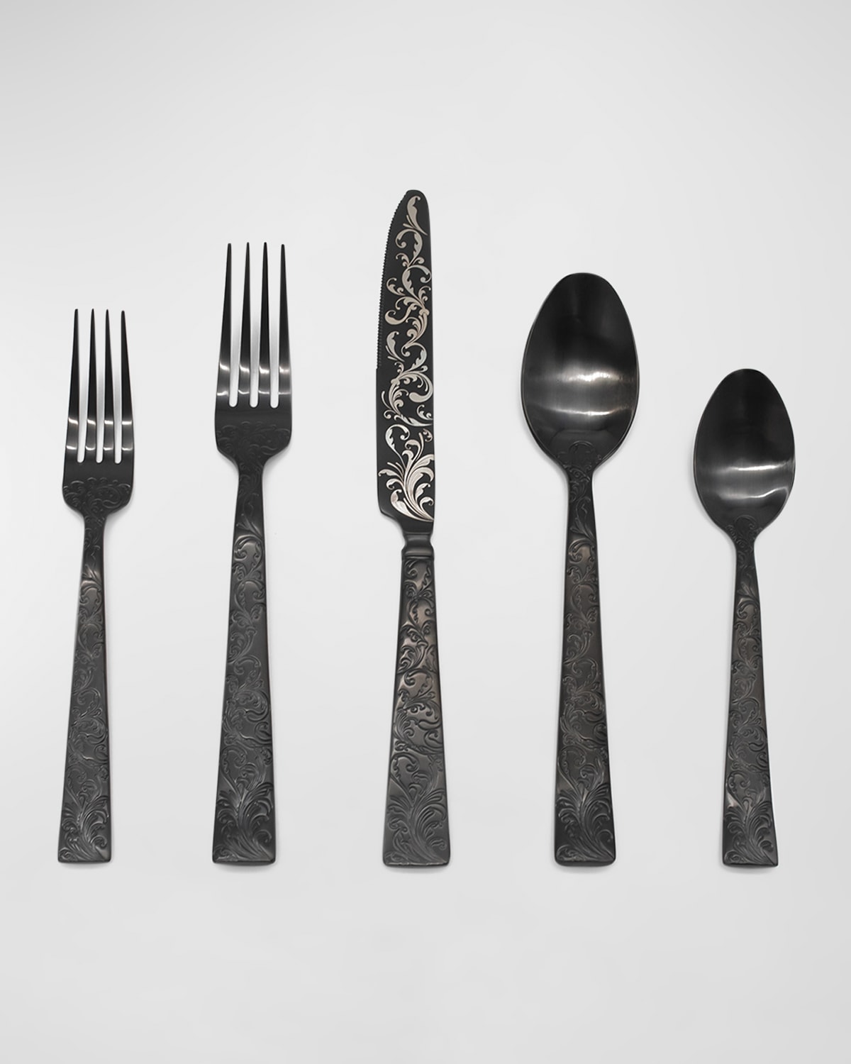 Ricci Silversmith 20-piece Parisian Garden Flatware Set In Black