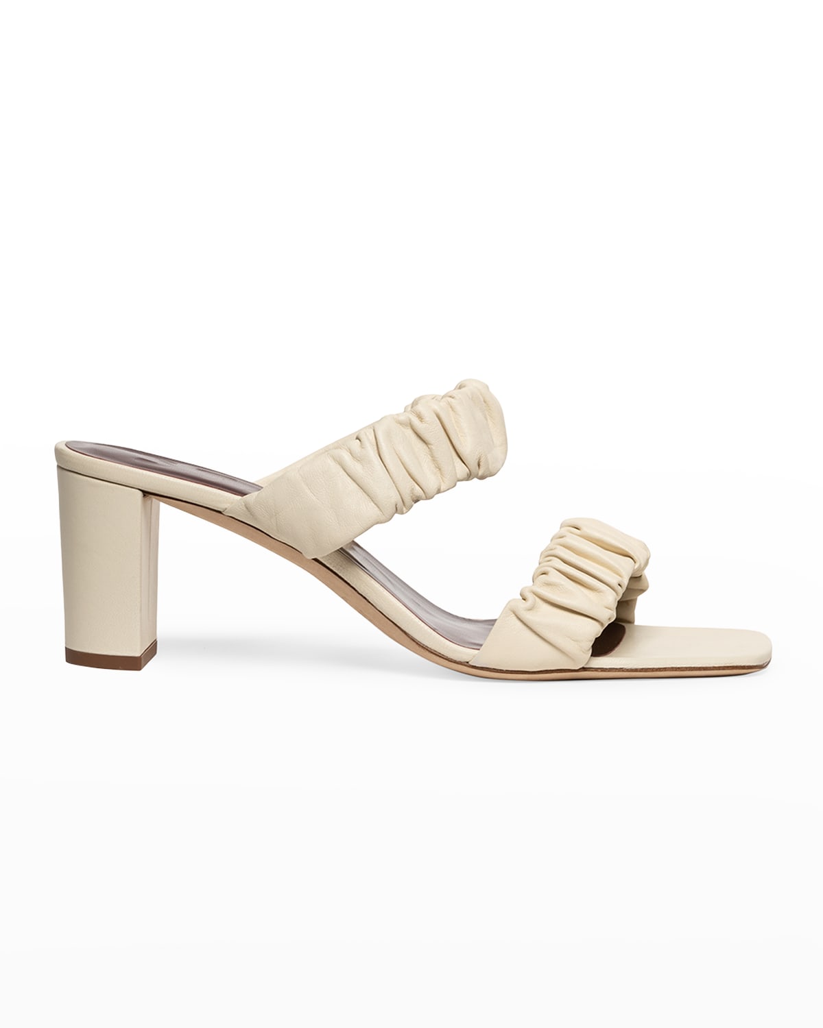 Staud Off-white Frankie Ruched Sandals In Cream