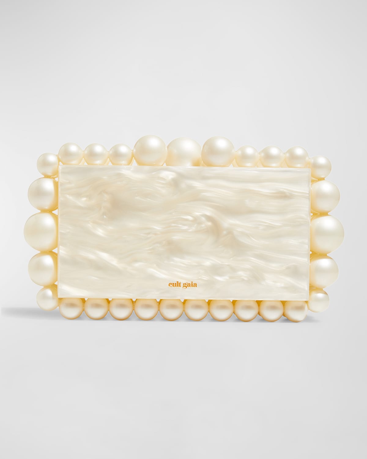 Cult Gaia Eos Pearly Acrylic Clutch Bag In White Multi