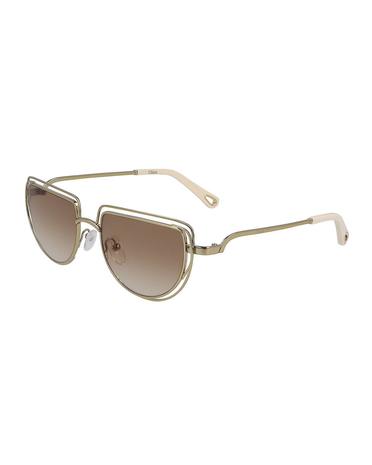 Chloé Carlina Half-moon Sunglasses In Brown / Gold
