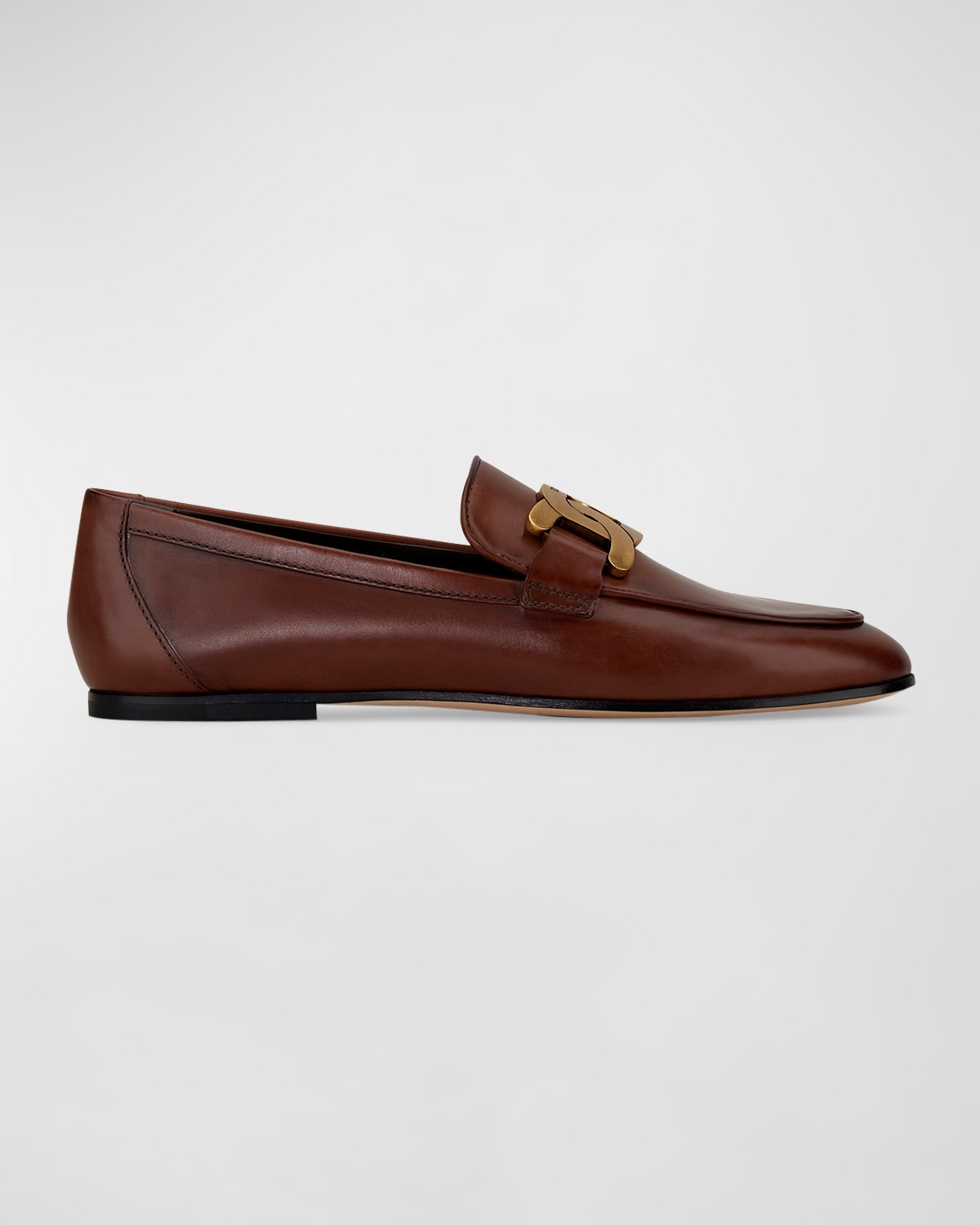 Tod's Leather Chain Slip-on Loafers In Brown