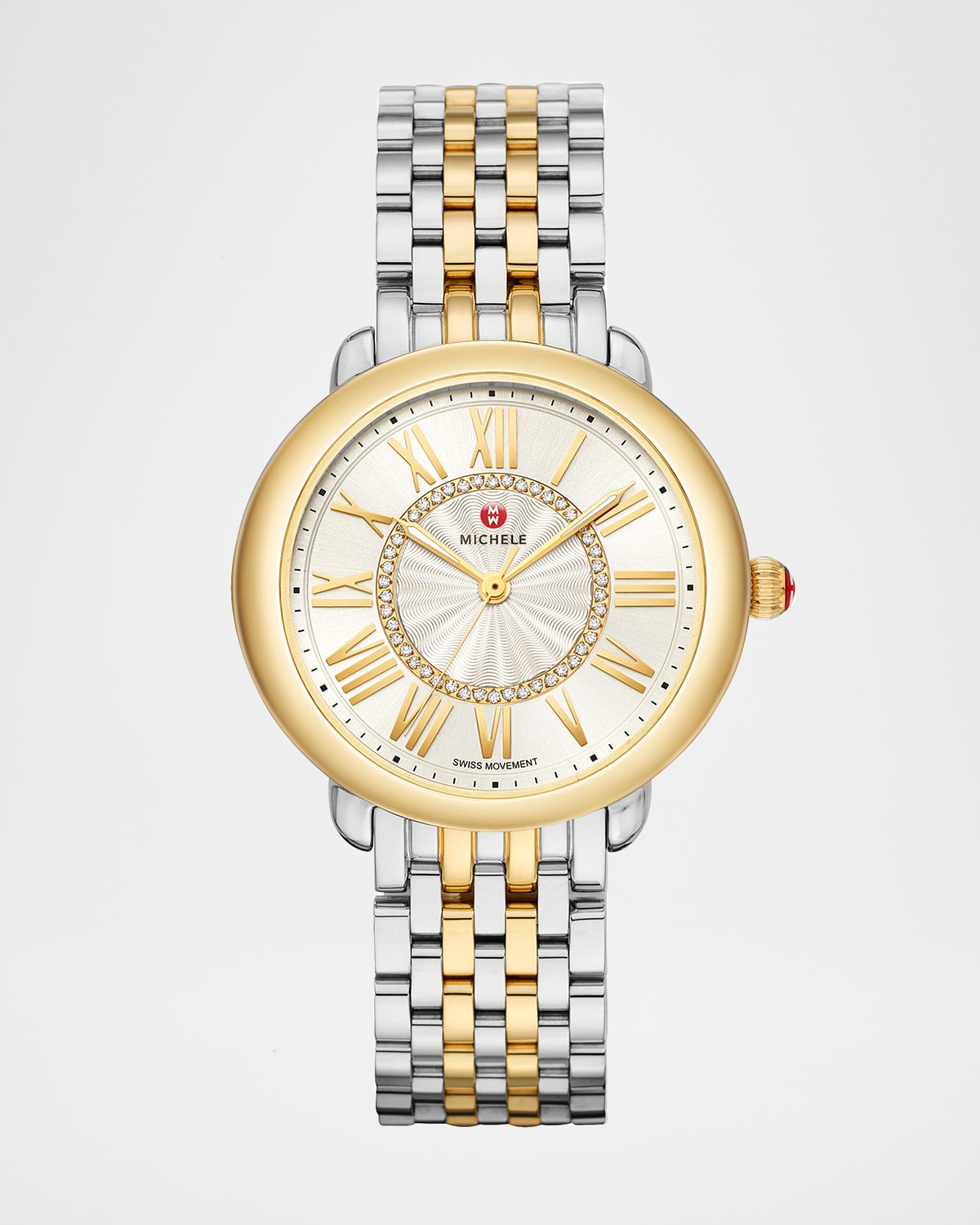MICHELE Serein Mid Diamond Dial Watch in Silver/Gold