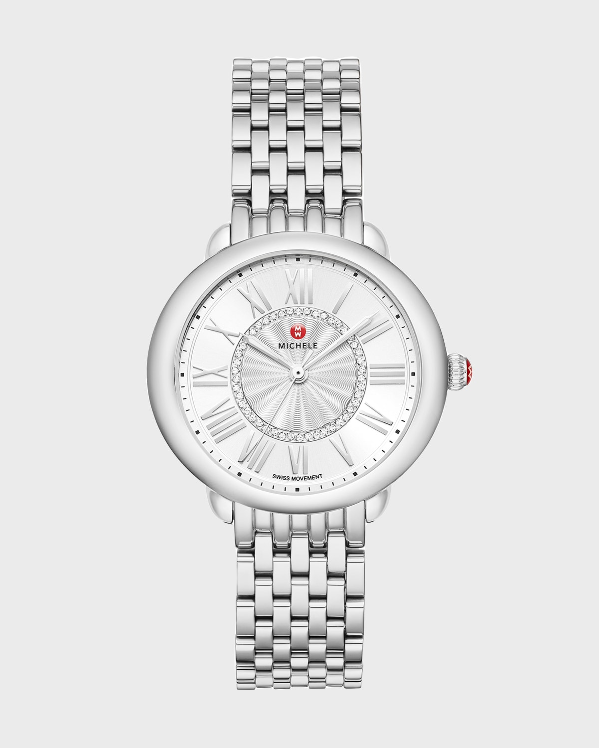 Serein Mid Diamond Dial Watch in Silver