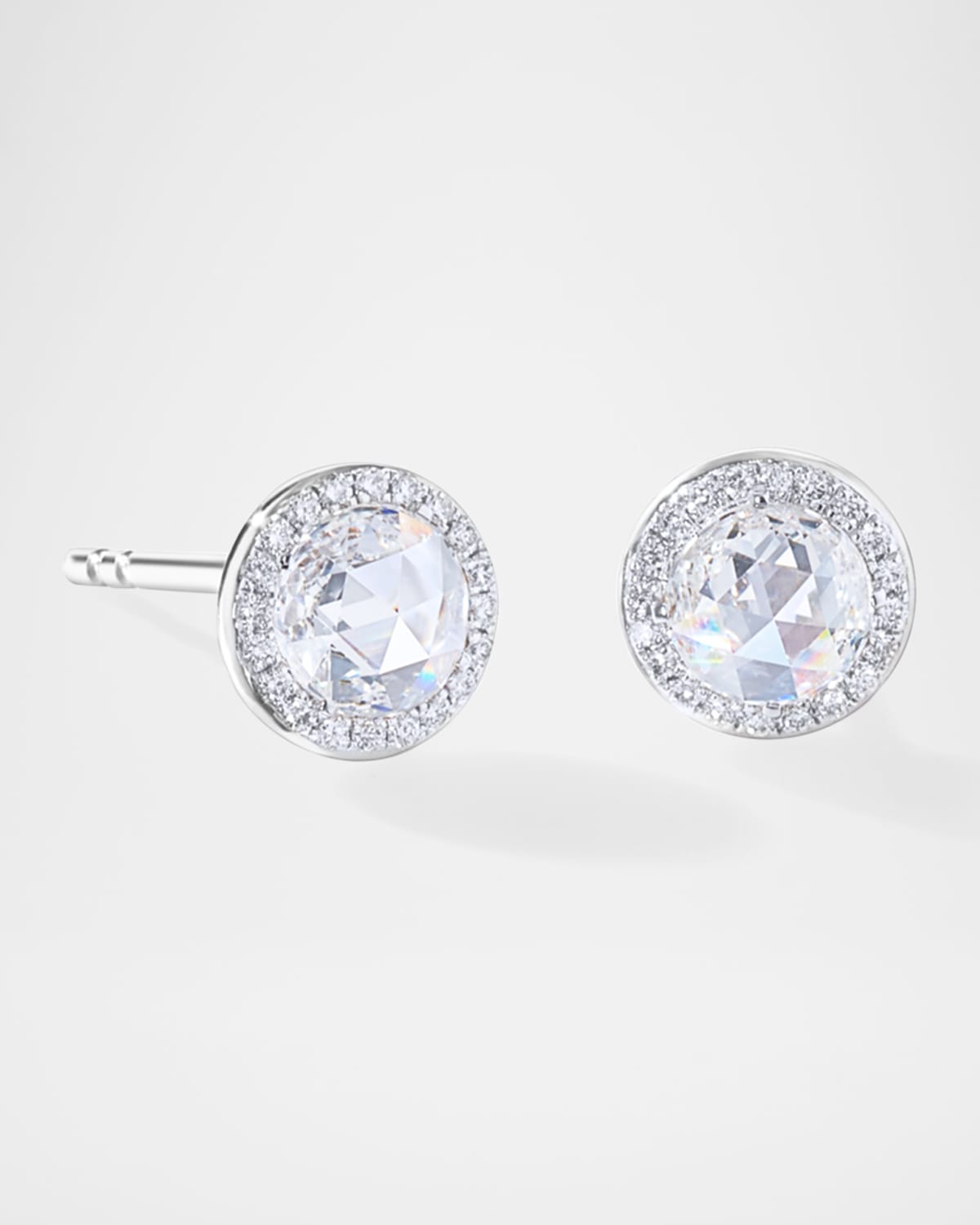 18K White Gold Rose-Cut Diamond Stud Earrings
