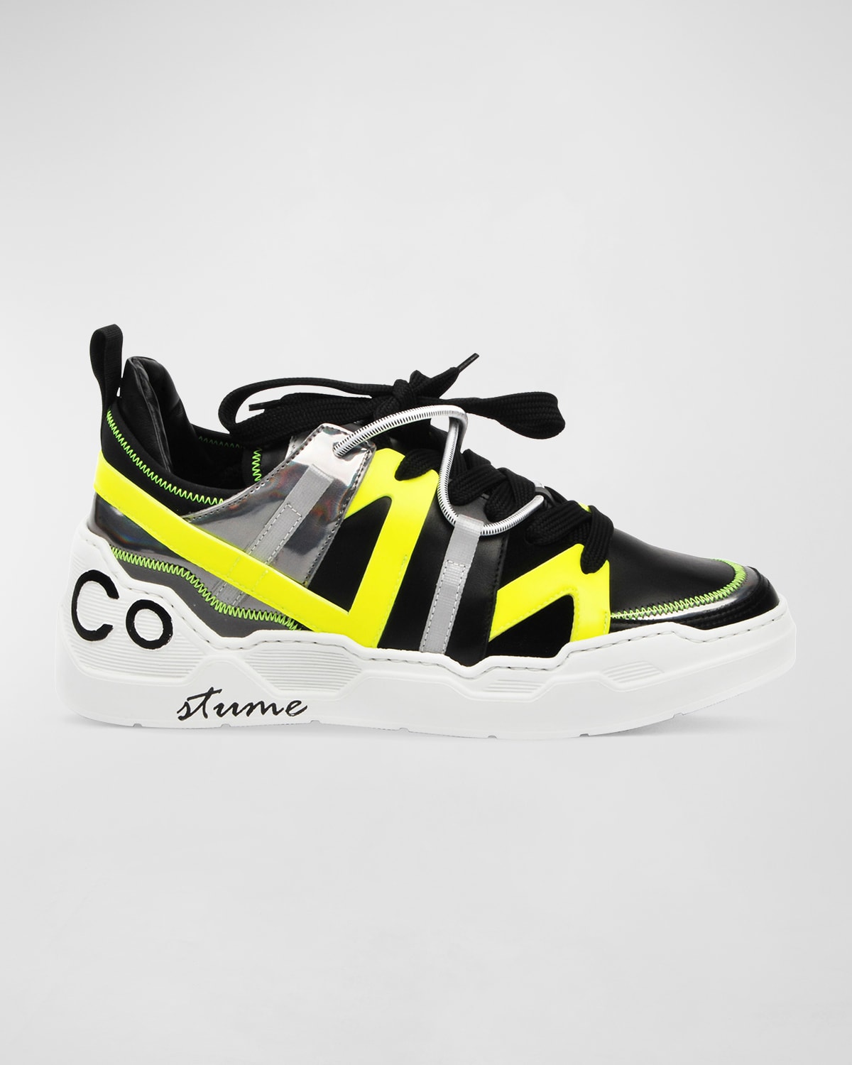 Costume National Men's Chunky Neon/metallic Low-top Trainers In Black Yellow