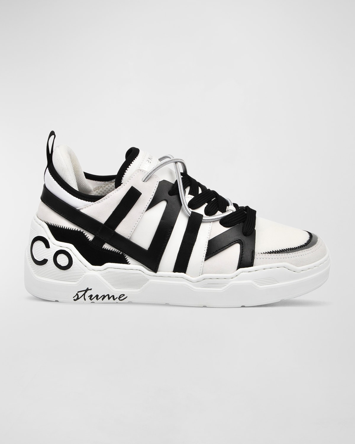 Costume National Men's Chunky Neon/metallic Low-top Sneakers In White Black