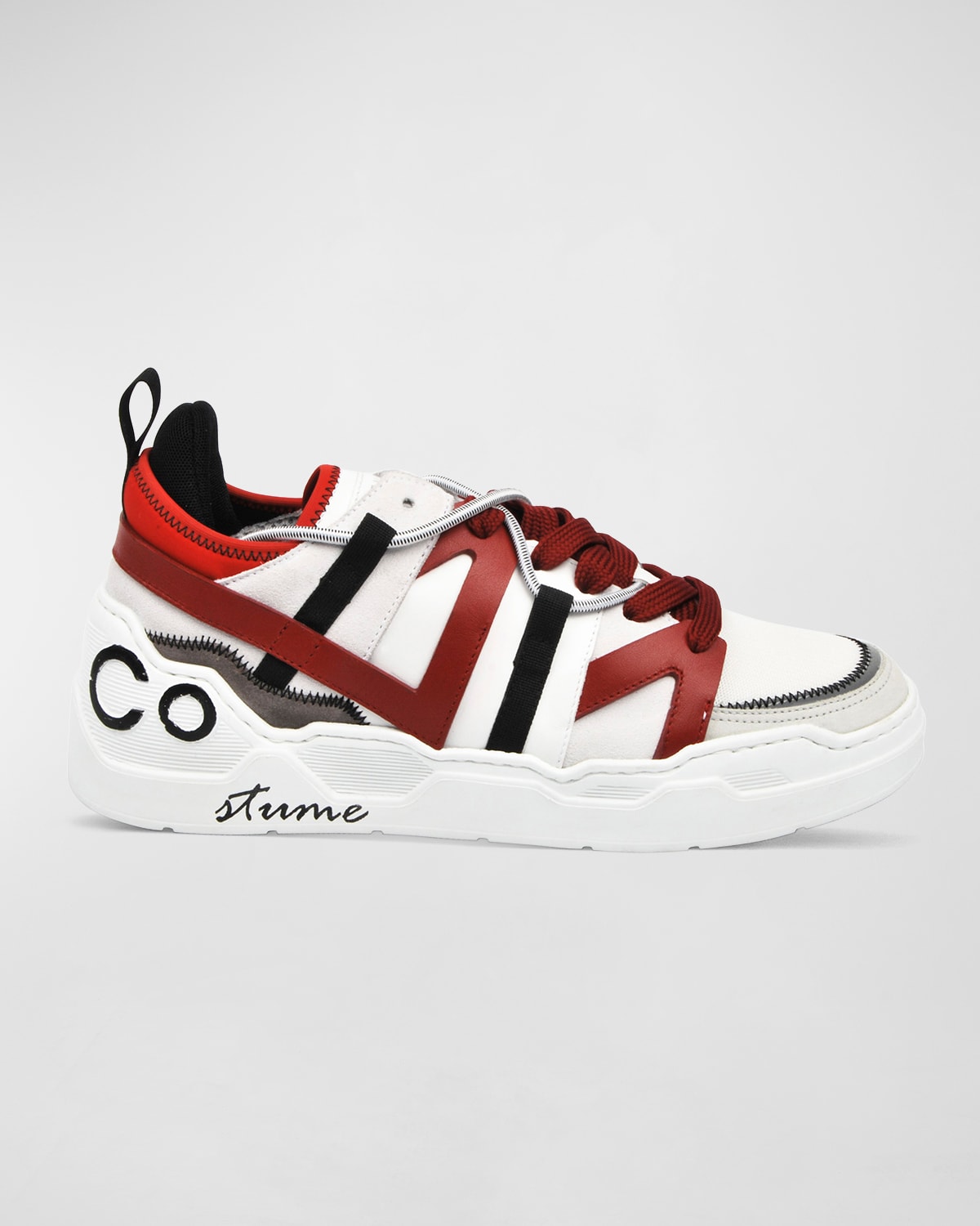 Costume National Men's Chunky Neon/metallic Low-top Trainers In White Red