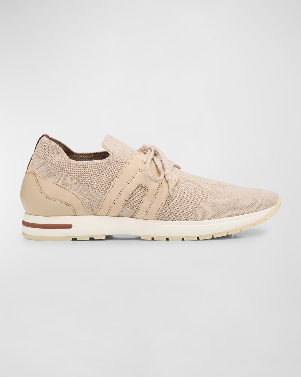 Loro Piana Knit Lace-up Runner Sneakers In Neutral