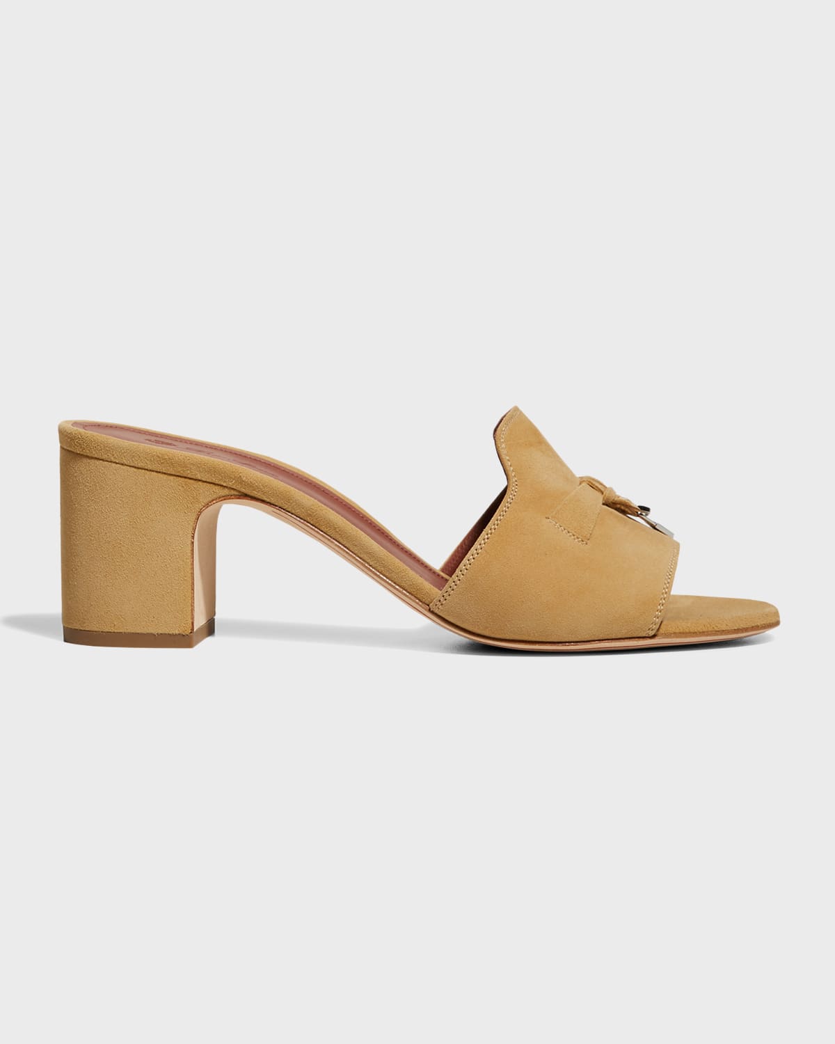 LORO PIANA SUEDE CHARM SLIDE MULES