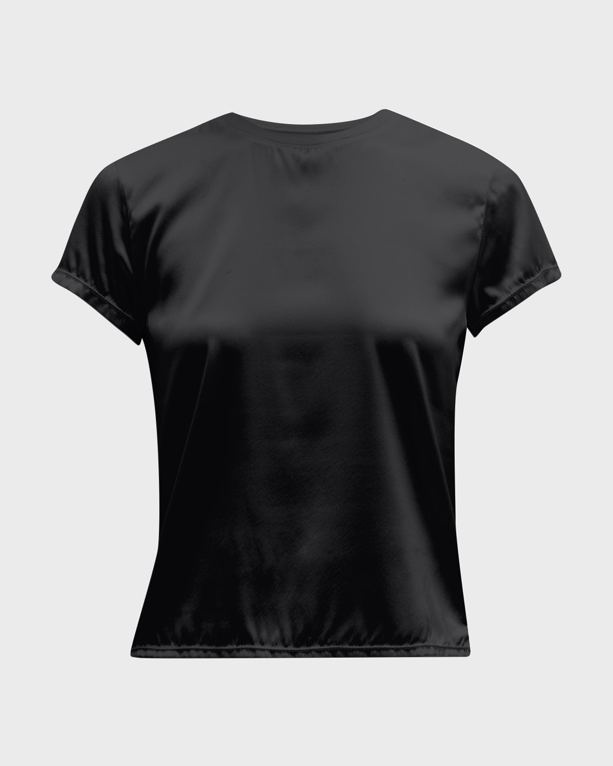 Atm Anthony Thomas Melillo Silk Charmeuse Crew Neck Tee In Black