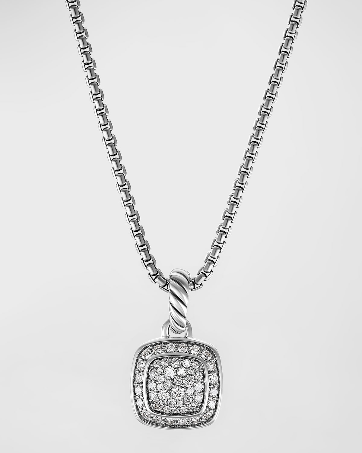 Shop David Yurman Petite Albion Pendant Necklace In Diamonds And Sterling Silver In White/silver