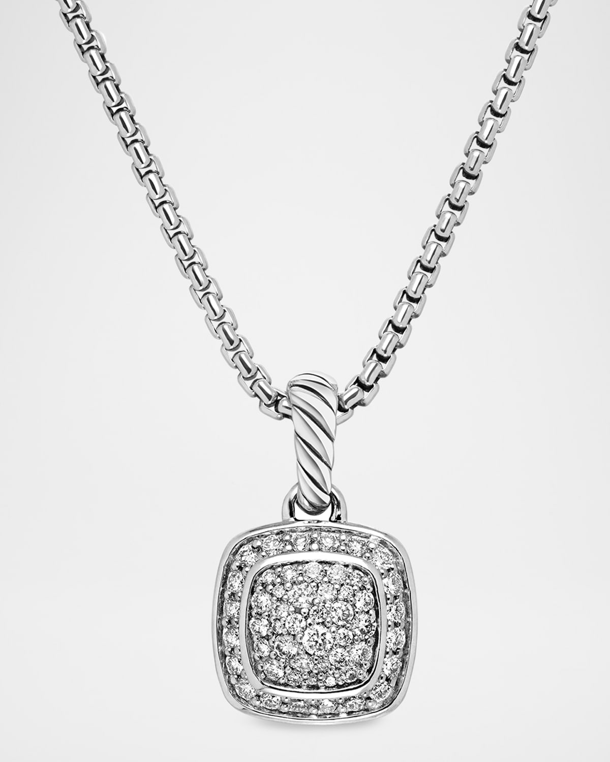 Shop David Yurman Petite Albion Pendant Necklace In Diamonds And Sterling Silver In White/silver