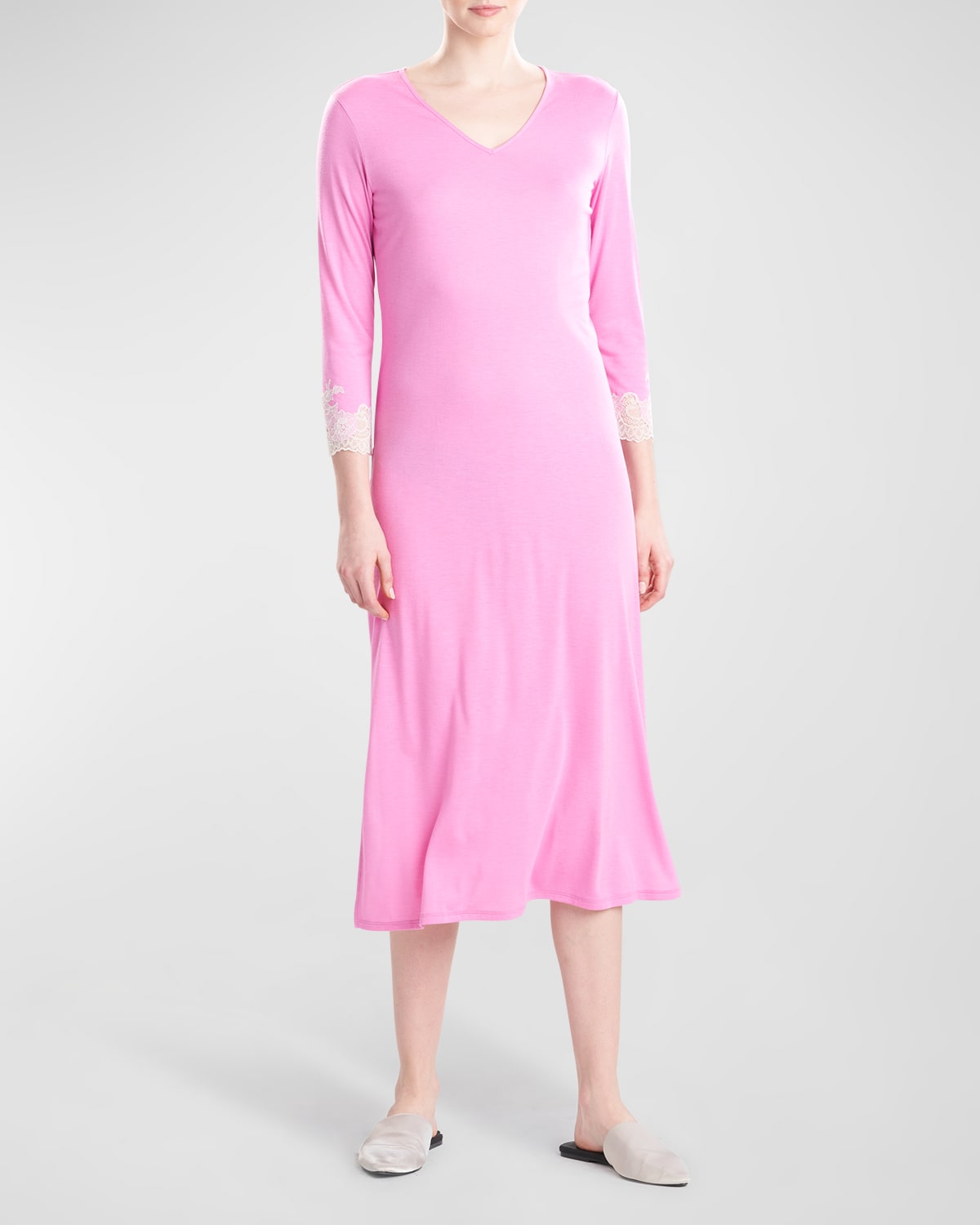 Natori Luxe Shangri-la Long Sleeve Lounger Top In Ht Violet Quartz