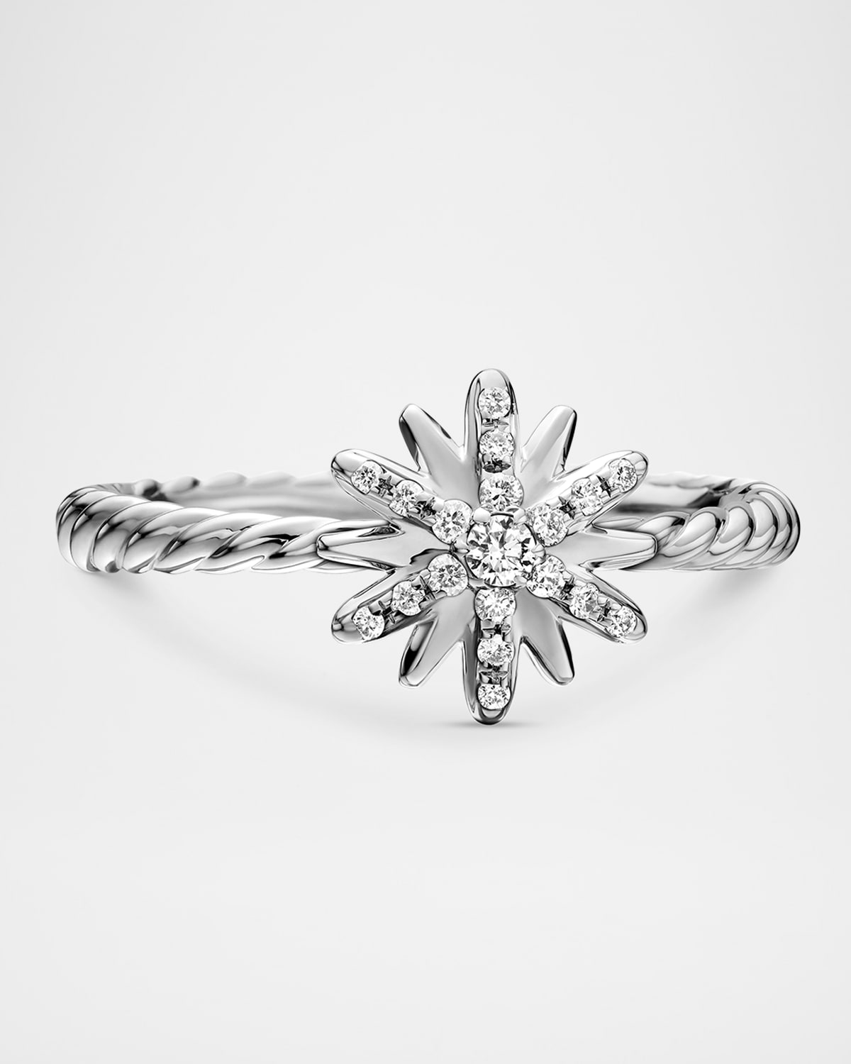 Petite Starburst Station Ring with Pave Starburst