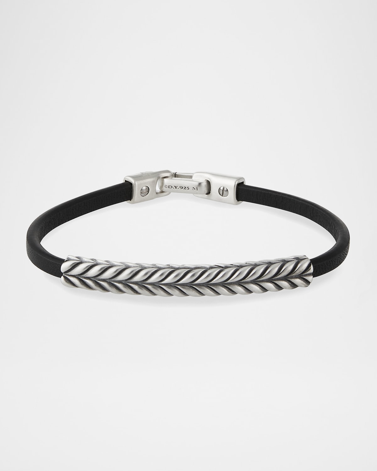 David Yurman Men's Chevron 18K Yellow Gold & Leather ID Bracelet