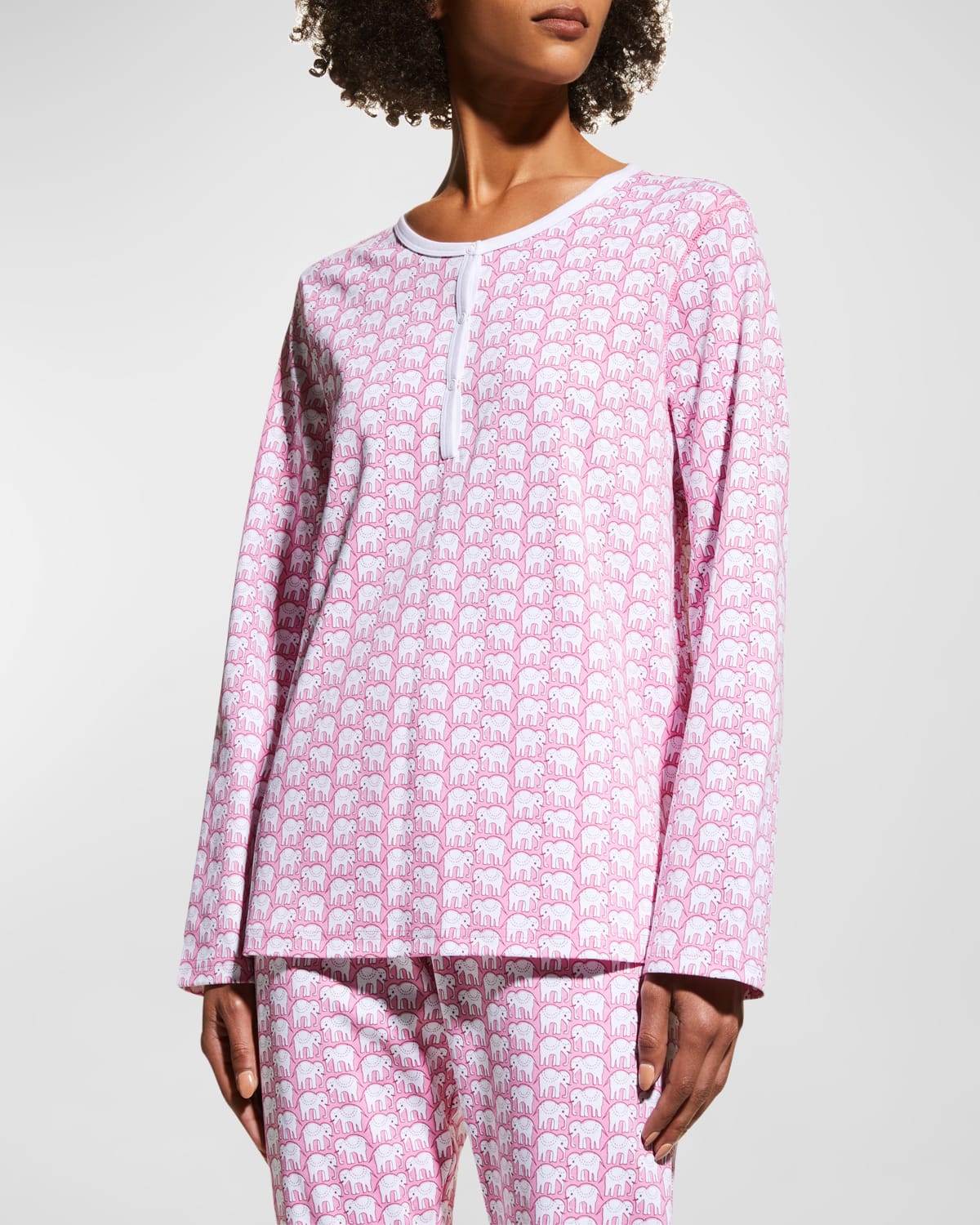 Roller Rabbit Cotton Elephants Print Pajamas Set In Pink