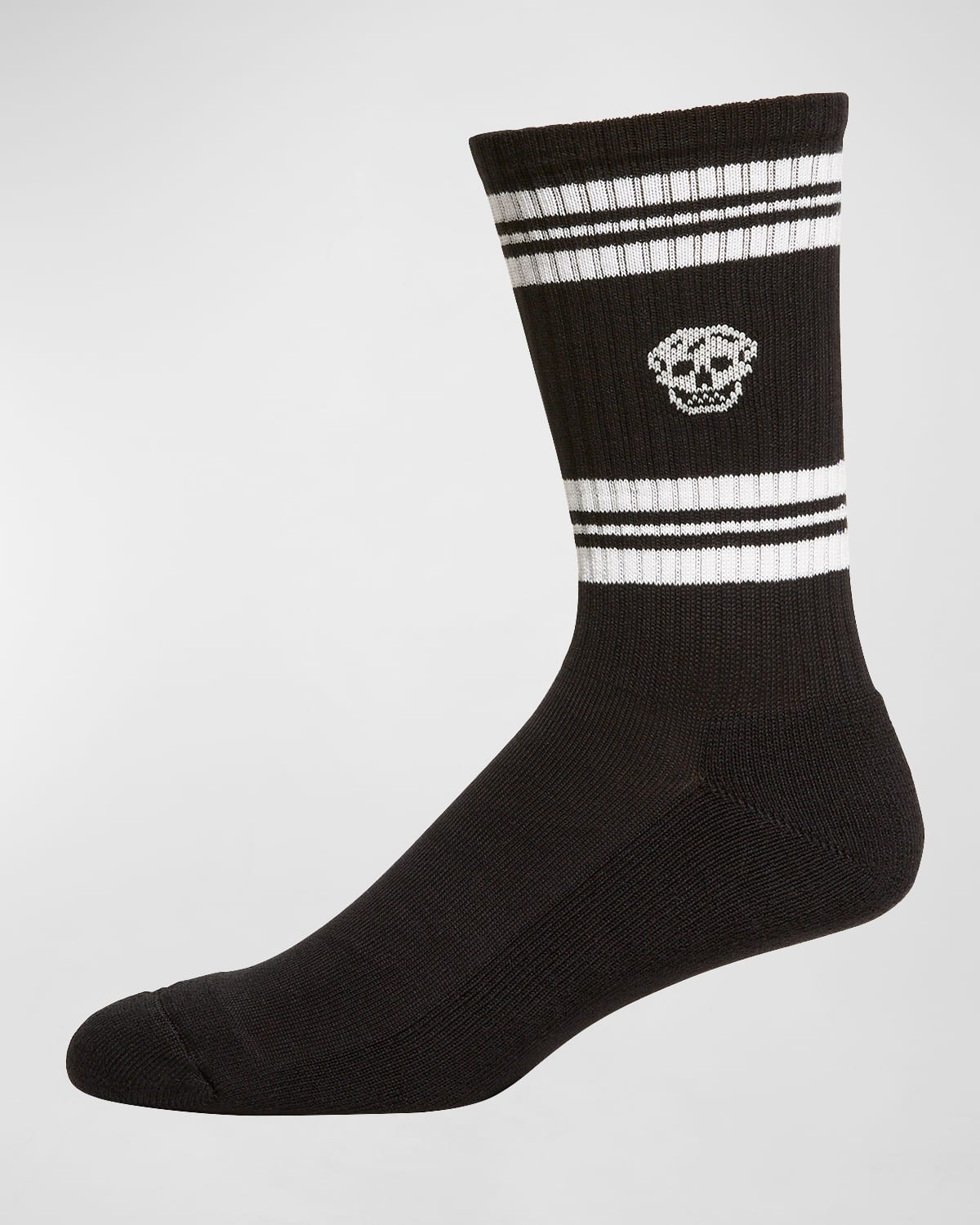 Alexander Mcqueen Man Black And White Skull Socks In Black/bone