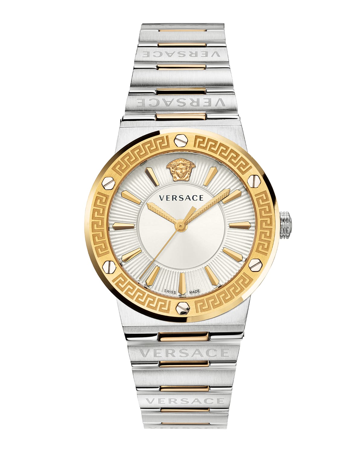 オンラインショップ Glass Greca Swiss Women S アクセサリー 腕時計 レディース ヴェルサーチ Gold Tone Gold 32mm Watch Strap Elaphe レディース腕時計 Www Kcapplauds Net